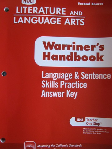 (image for) Language & Sentence Skills Practice Answer Key 2nd Course(CA)(P)