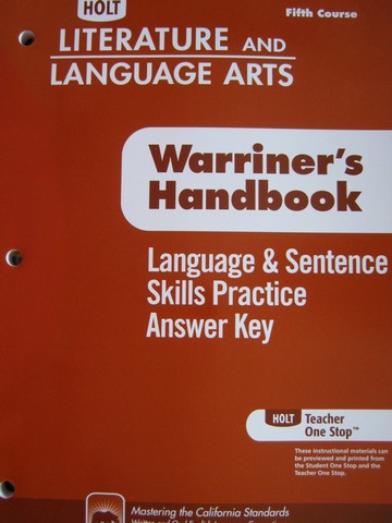 (image for) Language & Sentence Skills Practice Answer Key 5th Course (CA)(P