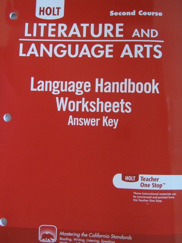 (image for) Language Handbook Worksheets Answer Key 2nd Course (CA)(P)