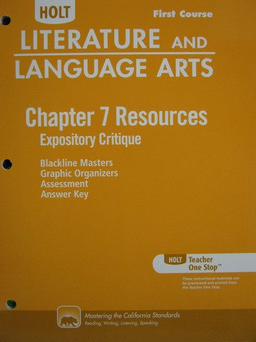 (image for) Literature & Language Arts 1st Course Chapter 7 Resources (CA)(P