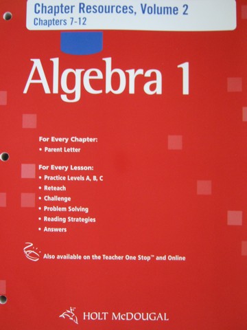 (image for) Algebra 1 Chapter Resources Volume 2 Chapters 7-12 (P)