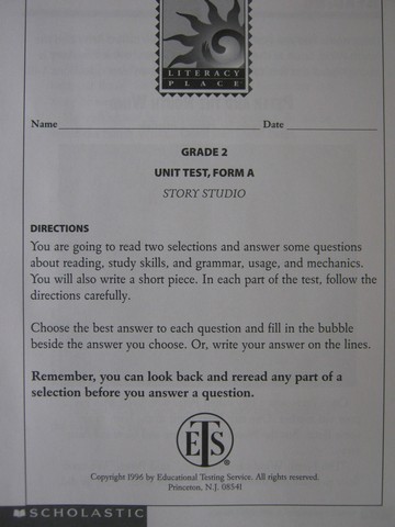 (image for) Literacy Place 2-4 Story Studio Unit Test Form A (P)
