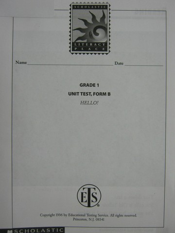 (image for) Literacy Place 1-1 Hello! Unit Test Form B (P)