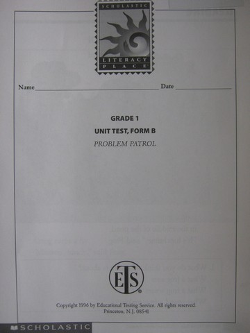 (image for) Literacy Place 1-2 Problem Patrol Unit Test Form B (P)