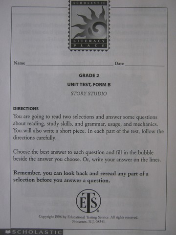(image for) Literacy Place 2-4 Story Studio Unit Test Form B (P)