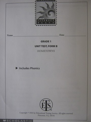 (image for) Literacy Place 1-6 Hometowns Unit Test Form B (P)