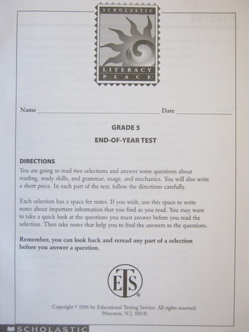 (image for) Literacy Place 5 End-of-Year Test (P)