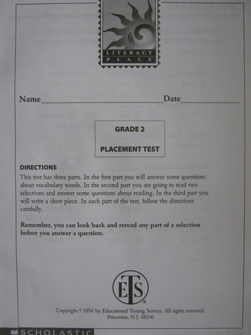 (image for) Literacy Place 2 Placement Test (P)