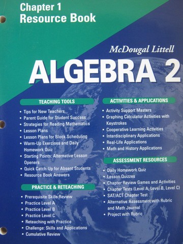 (image for) Algebra 2 Applications Equations Graphs Chapter 1 Resource (P)