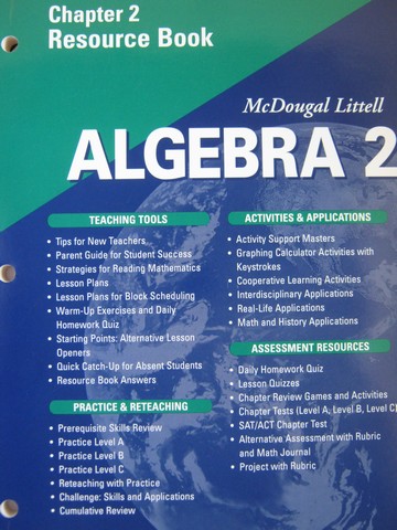 (image for) Algebra 2 Applications Equations Graphs Chapter 2 Resource (P)