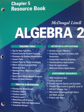 (image for) Algebra 2 Applications Equations Graphs Chapter 5 Resource (P)