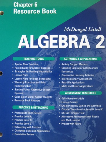 (image for) Algebra 2 Applications Equations Graphs Chapter 6 Resource (P)