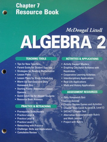 (image for) Algebra 2 Applications Equations Graphs Chapter 7 Resource (P)