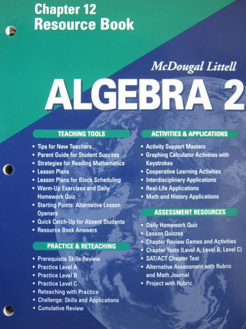 (image for) Algebra 2 Applications Equations Graphs Chapter 12 Resource (P)