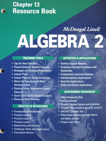 (image for) Algebra 2 Applications Equations Graphs Chapter 13 Resource (P)