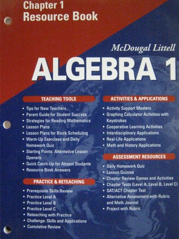 (image for) Algebra 1 Applications Equations Graphs Chapter 1 Resource (P)
