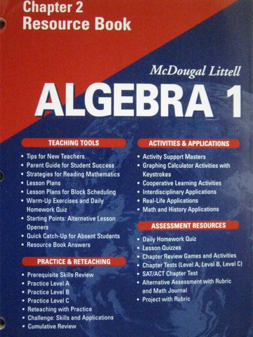 (image for) Algebra 1 Applications Equations Graphs Chapter 2 Resource (P)