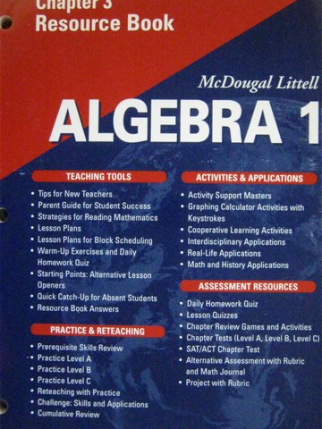 (image for) Algebra 1 Applications Equations Graphs Chapter 3 Resource (P)