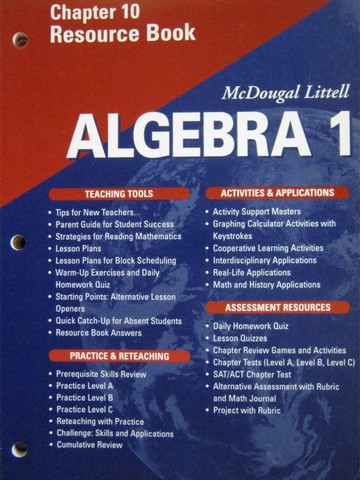 (image for) Algebra 1 Applications Equations Graphs Chapter 10 Resource (P)