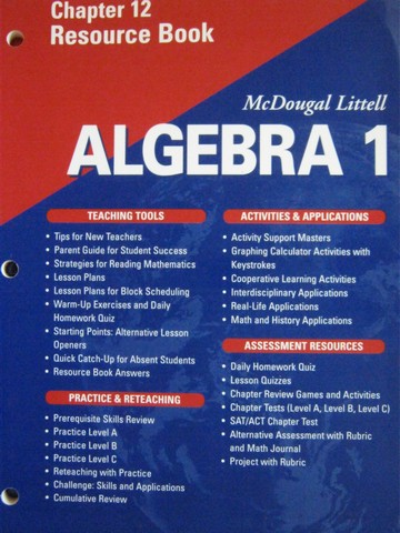 (image for) Algebra 1 Applications Equations Graphs Chapter 12 Resource (P)