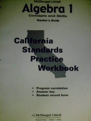 (image for) Algebra 1 California Standards Practice Workbook TG (CA)(TE)(P)