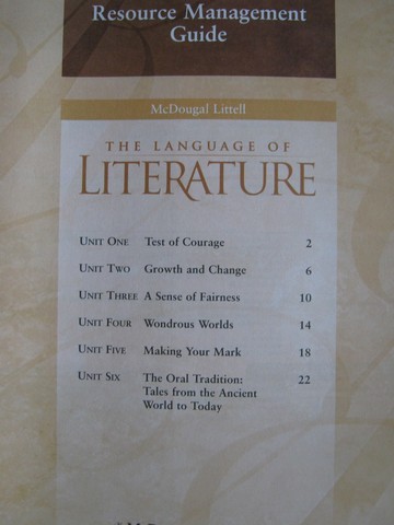 (image for) Language of Literature 6 Resource Management Guide (P)