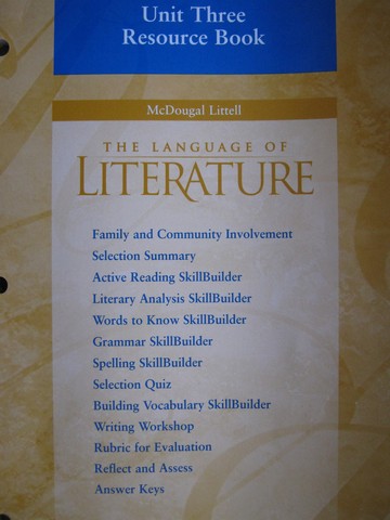 (image for) Language of Literature 6 Unit 3 Resource Book (P)