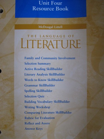 (image for) Language of Literature 6 Unit 4 Resource Book (P)