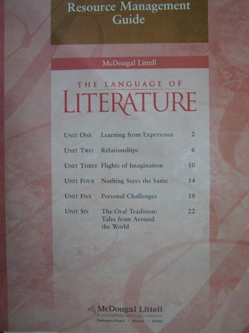 (image for) Language of Literature 7 Resource Management (CA)(P)