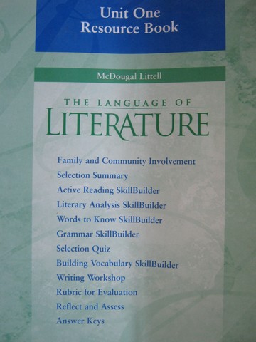 (image for) Language of Literature 8 Unit 1 Resource Book (P)