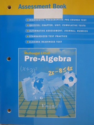 (image for) Pre-Algebra Assessment Book (P) by Larson, Boswell, Kanold,