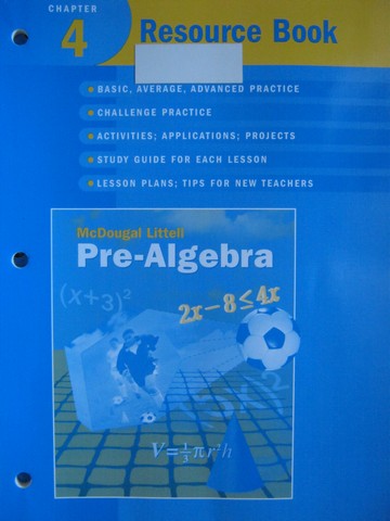 (image for) Pre-Algebra Chapter 4 Resource Book (P) by Larson, Boswell,