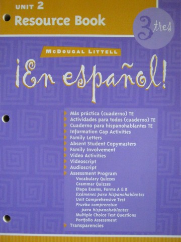 (image for) En espanol! 3tres Unit 2 Resource Book (P)