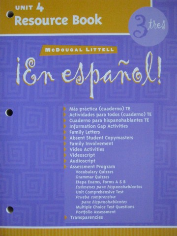 (image for) En espanol! 3tres Unit 4 Resource Book (P)