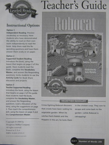 (image for) Leveled Readers 3 Robocat TG (TE)(P) by Andrew Clements