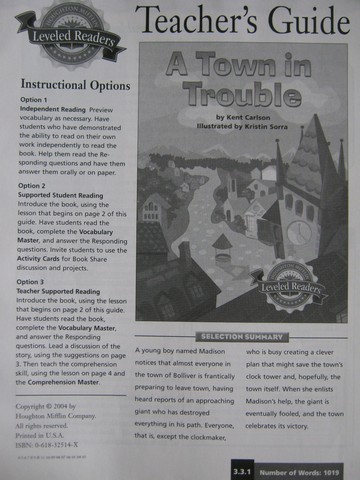 (image for) HM Leveled Readers 3 A Town in Trouble TG (TE)(P)