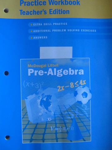 (image for) Pre-Algebra Practice Workbook TE (TE)(P) by Larson, Boswell,