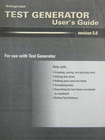 (image for) Test Generator User's Guide Version 5.0 (P)