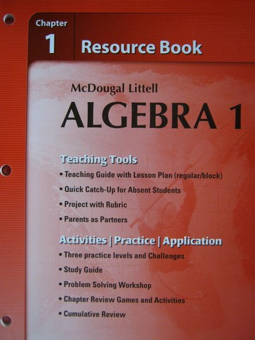 (image for) Algebra 1 Chapter 1 Resource Book (P) by Larson, Boswell,