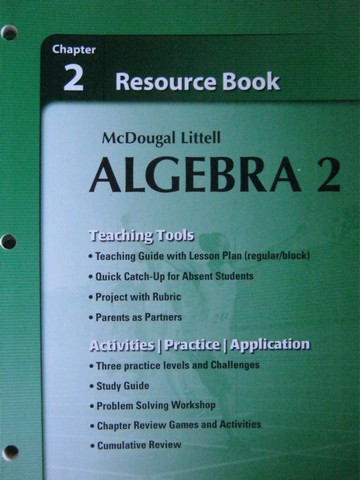 (image for) ML Algebra 2 Chapter 2 Resource Book (P) by Larson, Boswell,