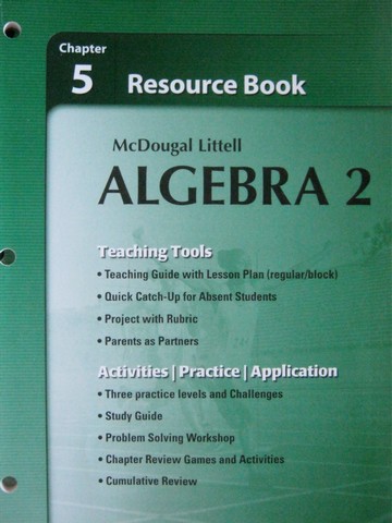 (image for) ML Algebra 2 Chapter 5 Resource Book (P) by Larson, Boswell,