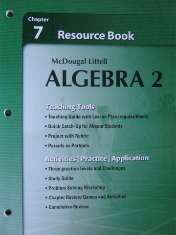 (image for) ML Algebra 2 Chapter 7 Resource Book (P) by Larson, Boswell,