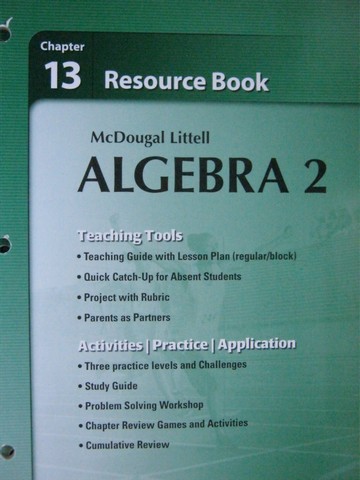 (image for) ML Algebra 2 Chapter 13 Resource Book (P) by Larson, Boswell,
