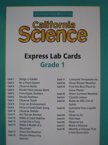 (image for) California Science 1 Express Lab Cards (CA)(Pk) - Click Image to Close