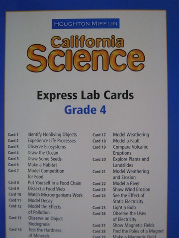 (image for) California Science 4 Express Lab Cards (CA)(PK) - Click Image to Close