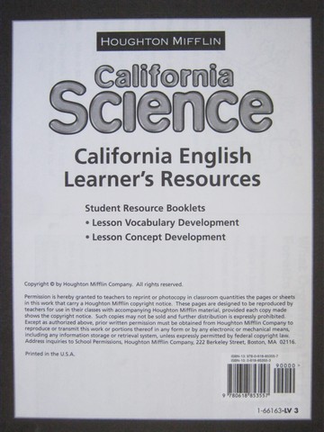(image for) California Science 3 English Learner's Resources (CA)(P)