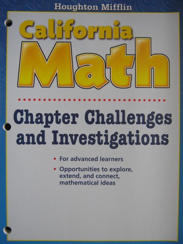 (image for) California Math K Chapter Challenges & Investigations (CA)(P)