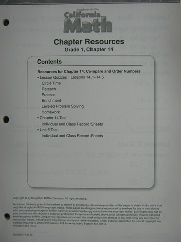 (image for) California Math 1 Chapter Resources Chapter 14 (CA)(P)