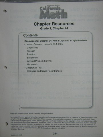 (image for) California Math 1 Chapter Resources Chapter 24 (CA)(P)