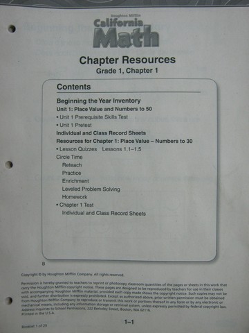 (image for) California Math 1 Chapter Resources Chapter 2 (CA)(P)